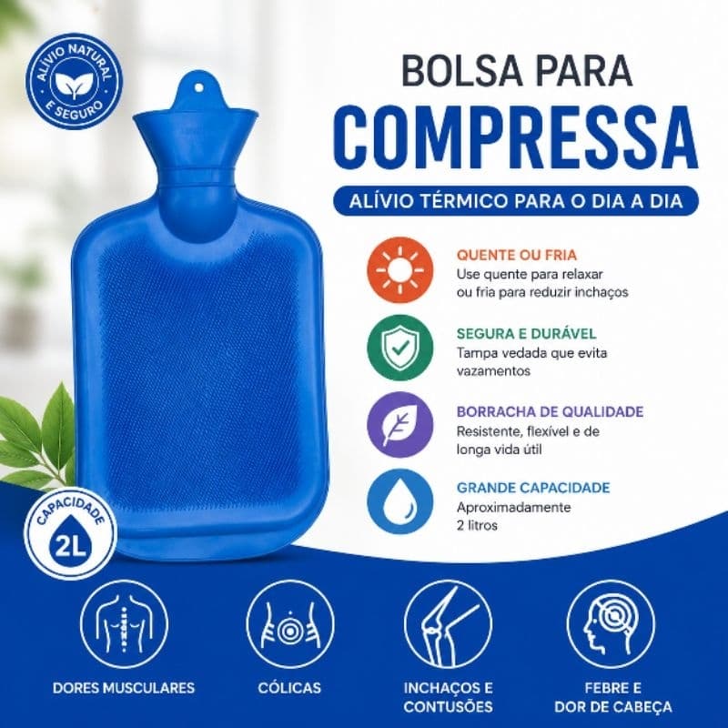 Bolsa Térmica Azul - 300 ml Alívio Rápido, Material Resistente, Vedação Segura - Azul
