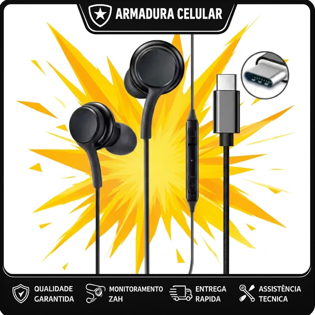 【Brasil Spot Sale】Fone de Ouvido AKG Tipo-C com Microfone, 4 Ponteiras Extras, Som Estéreo Hi-Fi, Conector USB-C para Sa