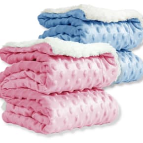 Cobertor de Bebe Poá Antialergico 0,80 x 1,00m Saida de Maternidade Premium Dupla Face com Sherpa