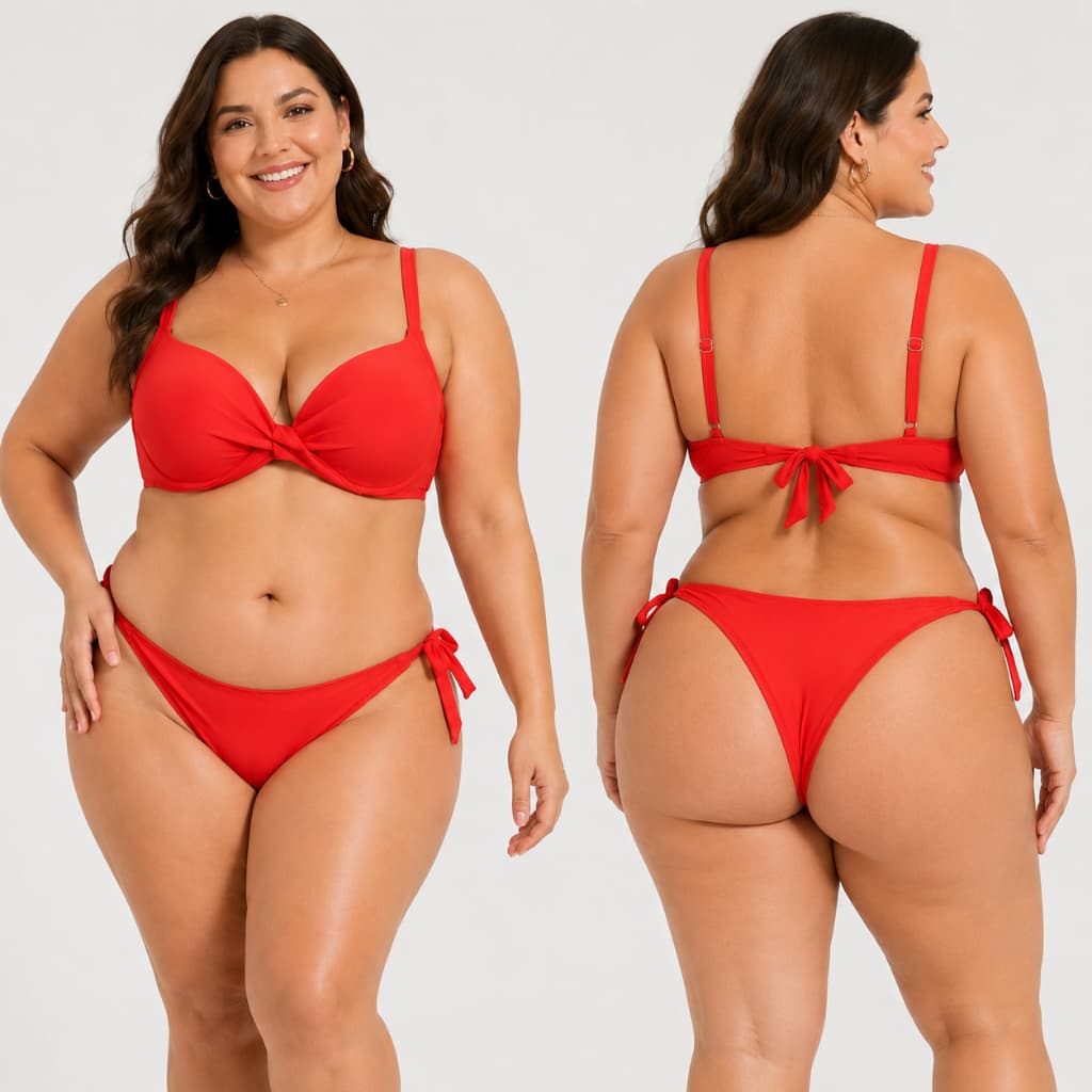 Biquíni Feminino Plus Size 3 Peças Hot Pants Tropical com Bojo 2 Calcinhas M-3G Cores Sortidas