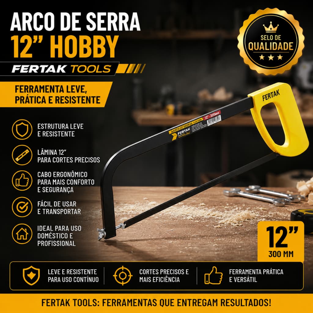 Arco de Serra 12” Hobby Fertak Ferramenta Leve, Prático e Resistente