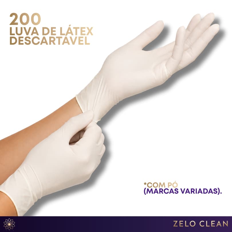 200 Luva de Látex Descartável BRANCA | COM PÓ - Tamanho P, M e G