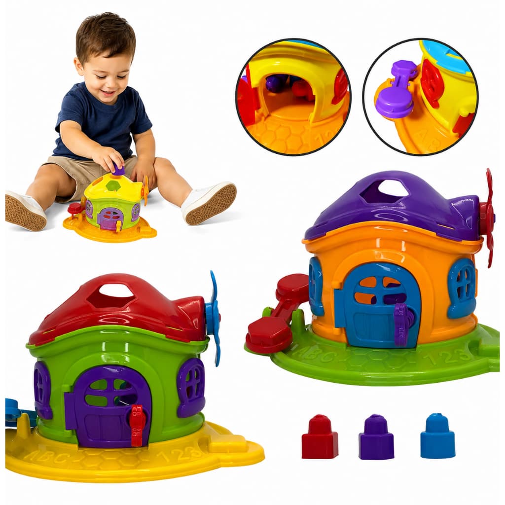 Brinquedo Casinha Infantil Educativa Cogumelo Encantado Peças Encaixar