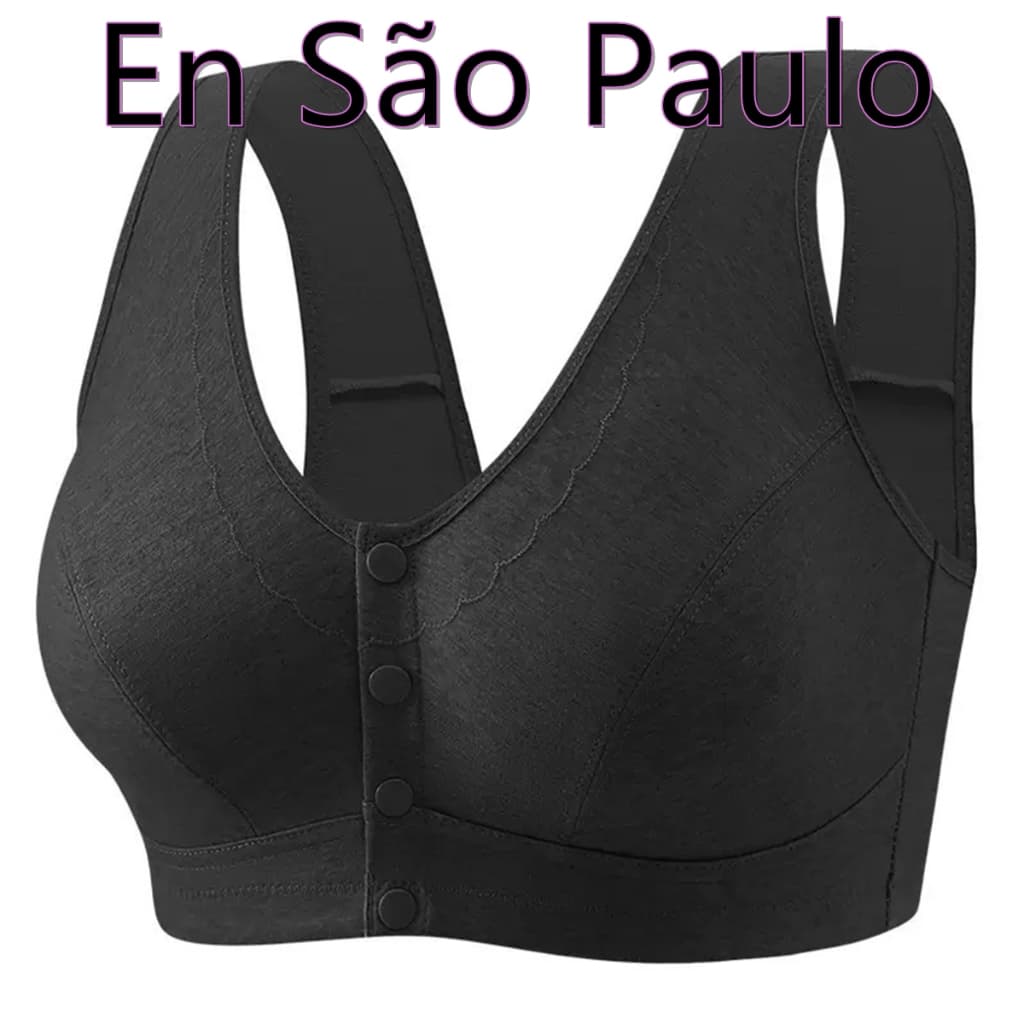 Sutiã bordado plus size em puro algodão com fecho frontal