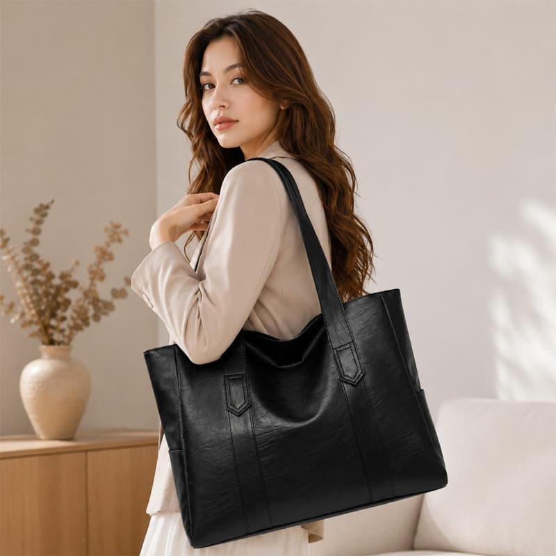 Bolsa Crazy De Obro Feminina De Couro Pu Grande Capacidade Transversal tote vintage Mão