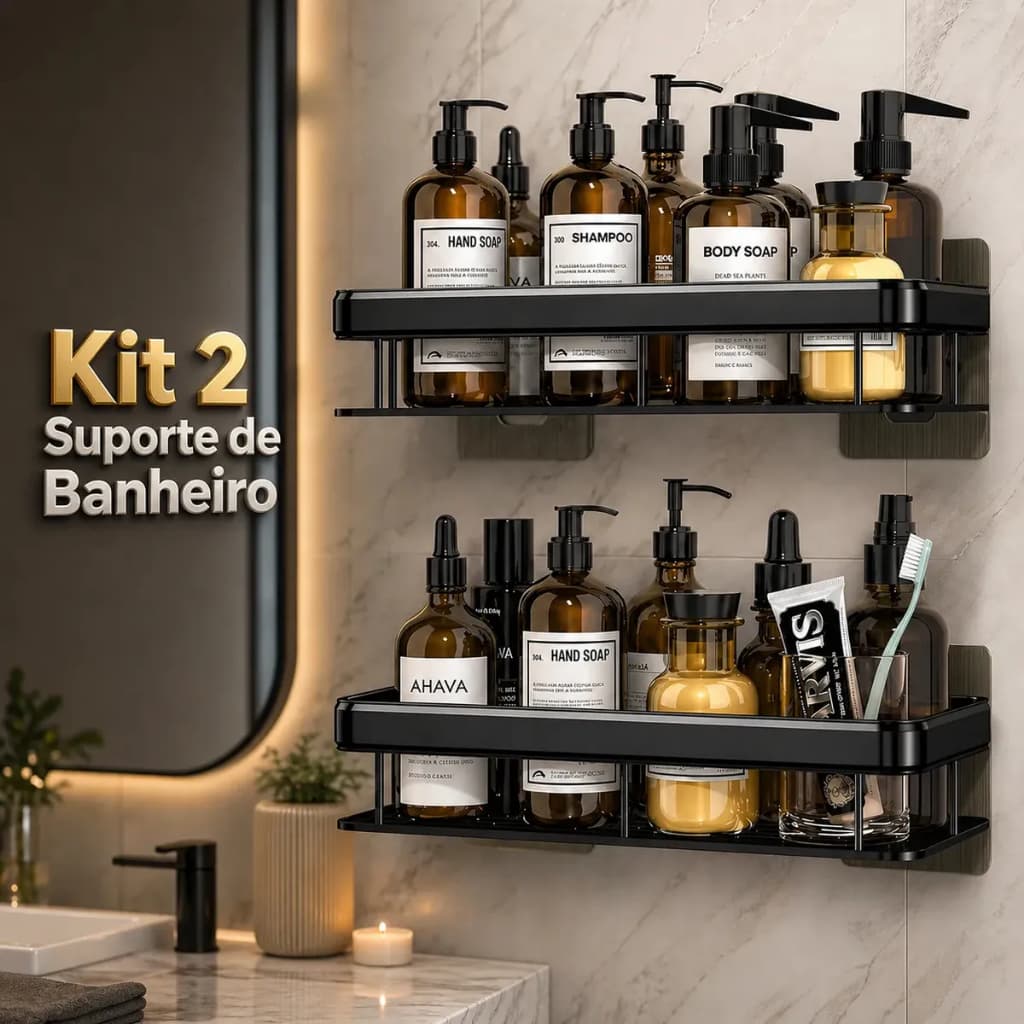 Suporte De Shampoo  Organizador  Prateleiras De Banheiro Sem Furo Premium