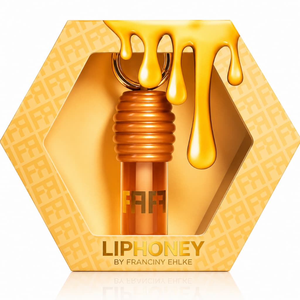 Gloss Labial Hidratante LIPHONEY  Efeito Glow Brilho Natural Mel Portátil Lip Oil
