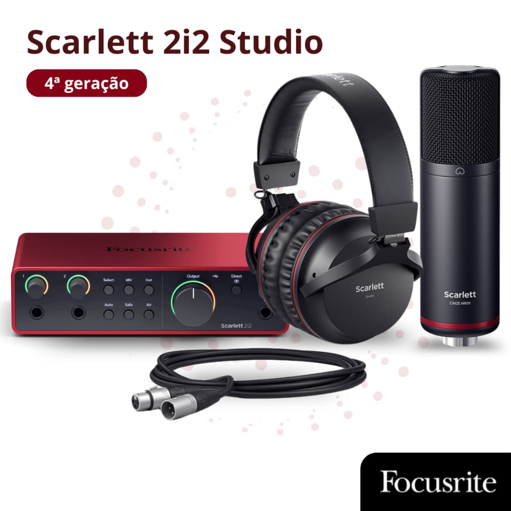 Kit Interface de Audio Scarlett 2i2 Studio 4 Geração Interface de Audio Profissional Interface Usb