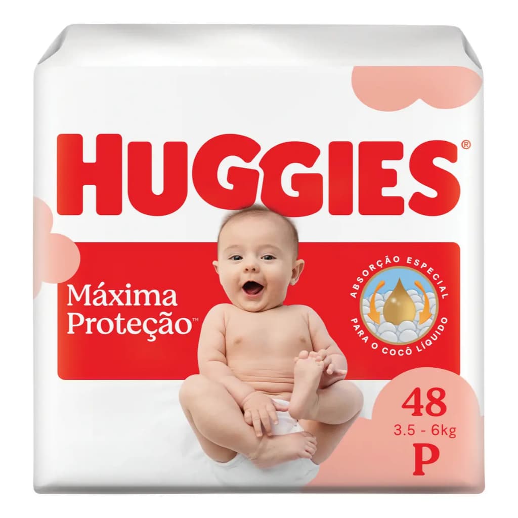 Huggies Fralda Descartável Máxima Proteção P - 48 Un Sem Gênero - fralda infantil