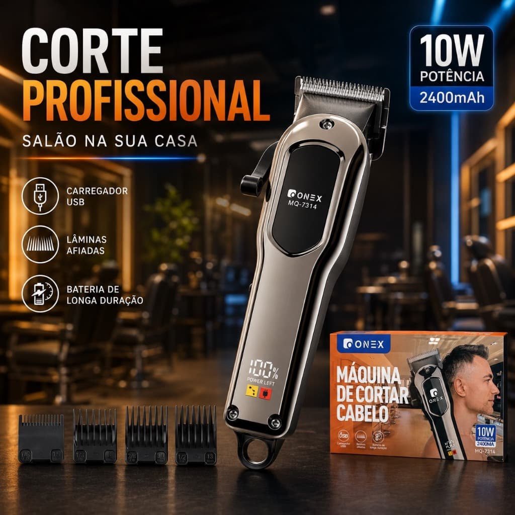 Máquina de Cortar Cabelo e Barba com Visor LED para Precisão