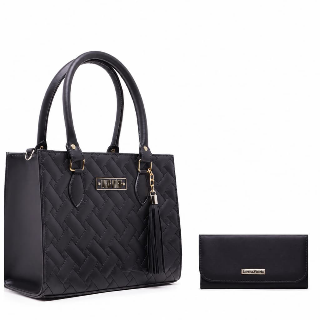 KIT BOLSA FEMININA + CARTEIRA BOLSA FEMININA LATERAL TRANSVERSAL ALÇA REFORÇADA LORENA VITORIA