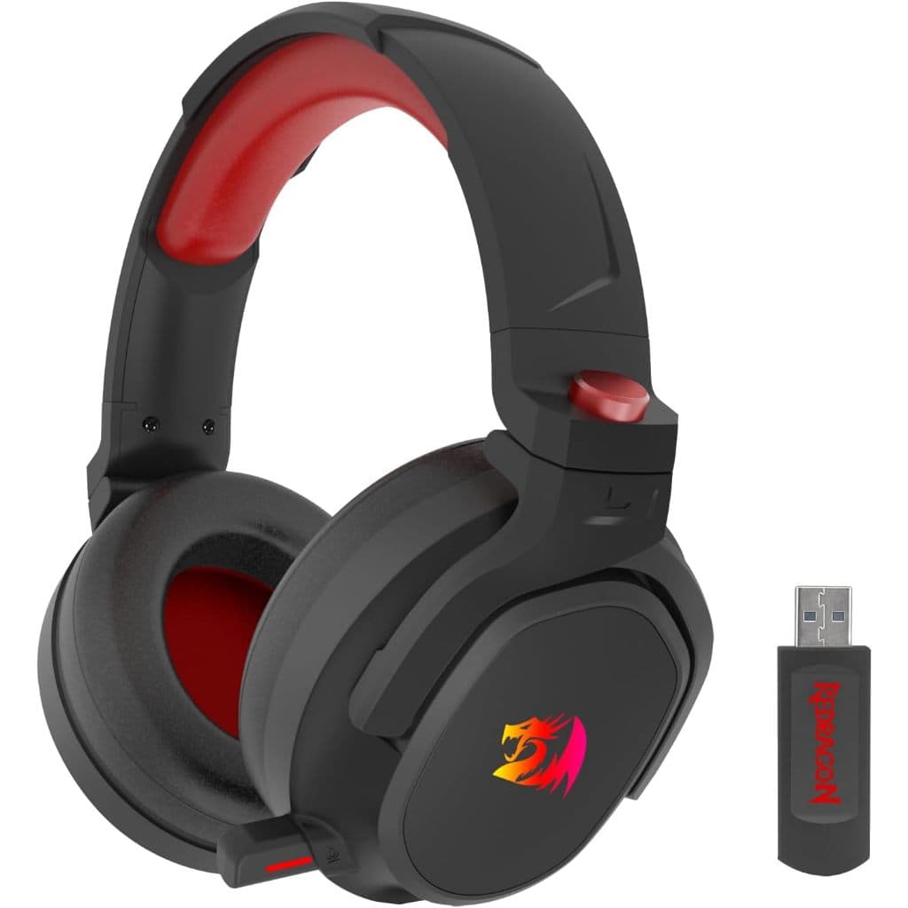 Headset Gamer Redragon Nomen Pro Preto RGB Fixo 7.1 Surround Virtual USB Tipo-C Microfone Retrátil H838-PRO