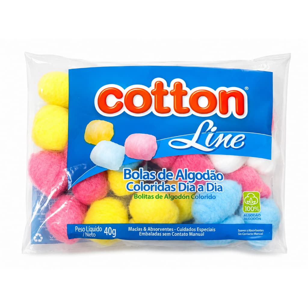 Algodão em bola colorido/ bolinha Colorida 40 g - Cotton Line
