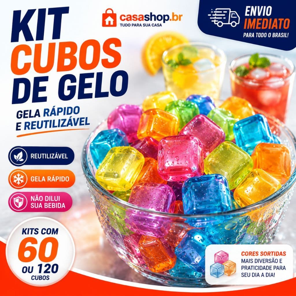 Kit Cubos De Gelo Gela Rápido Reutilizável Coloridos Para Balde de Bebidas e Drinks