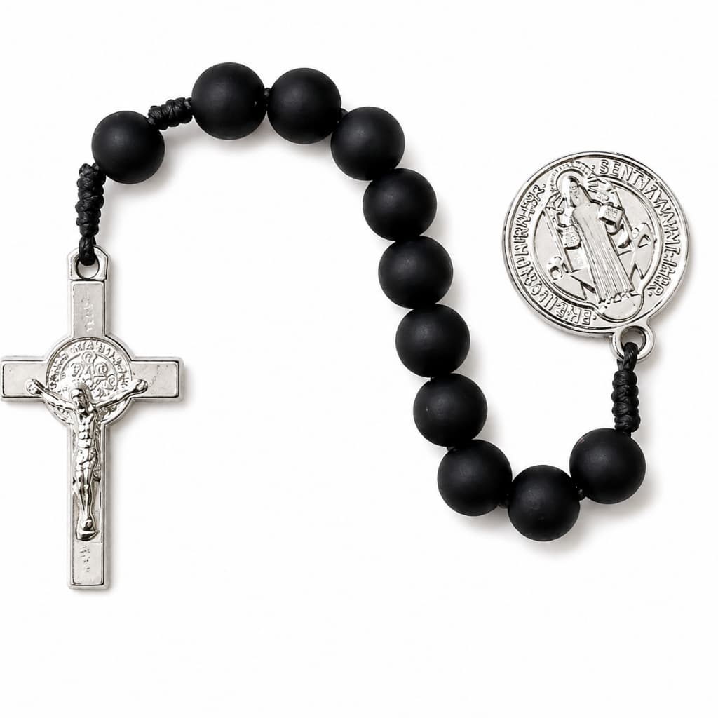 Terço Dezena Aberta Crucifixo e São Bento - Contas (8mm) em Miçangas Emborrachadas - Várias Cores