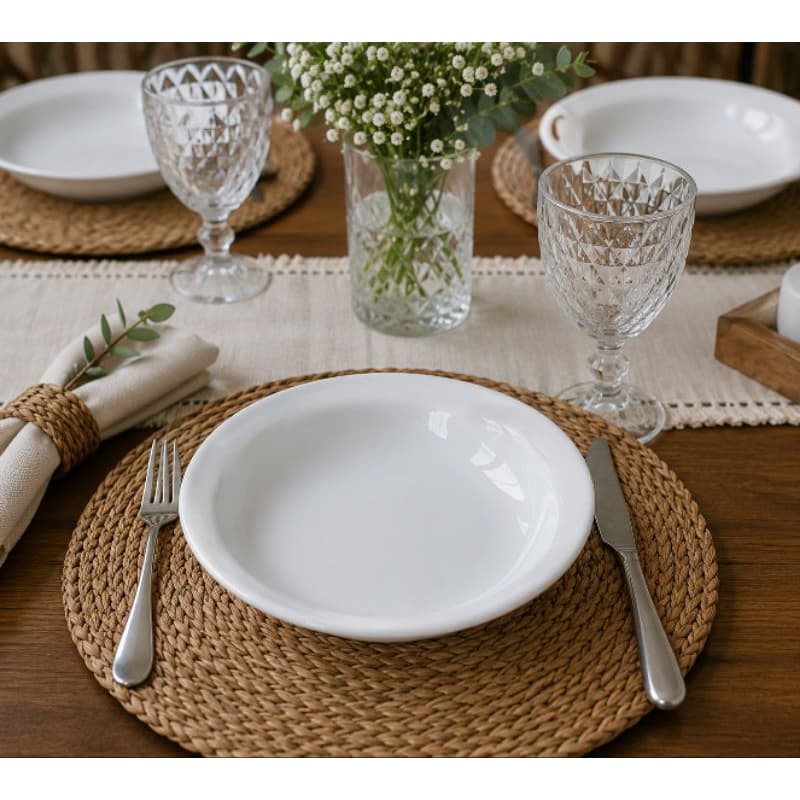 Kit 6 Pratos Fundos de Porcelana Branco Premium Refeição Massa Sopa Resistente