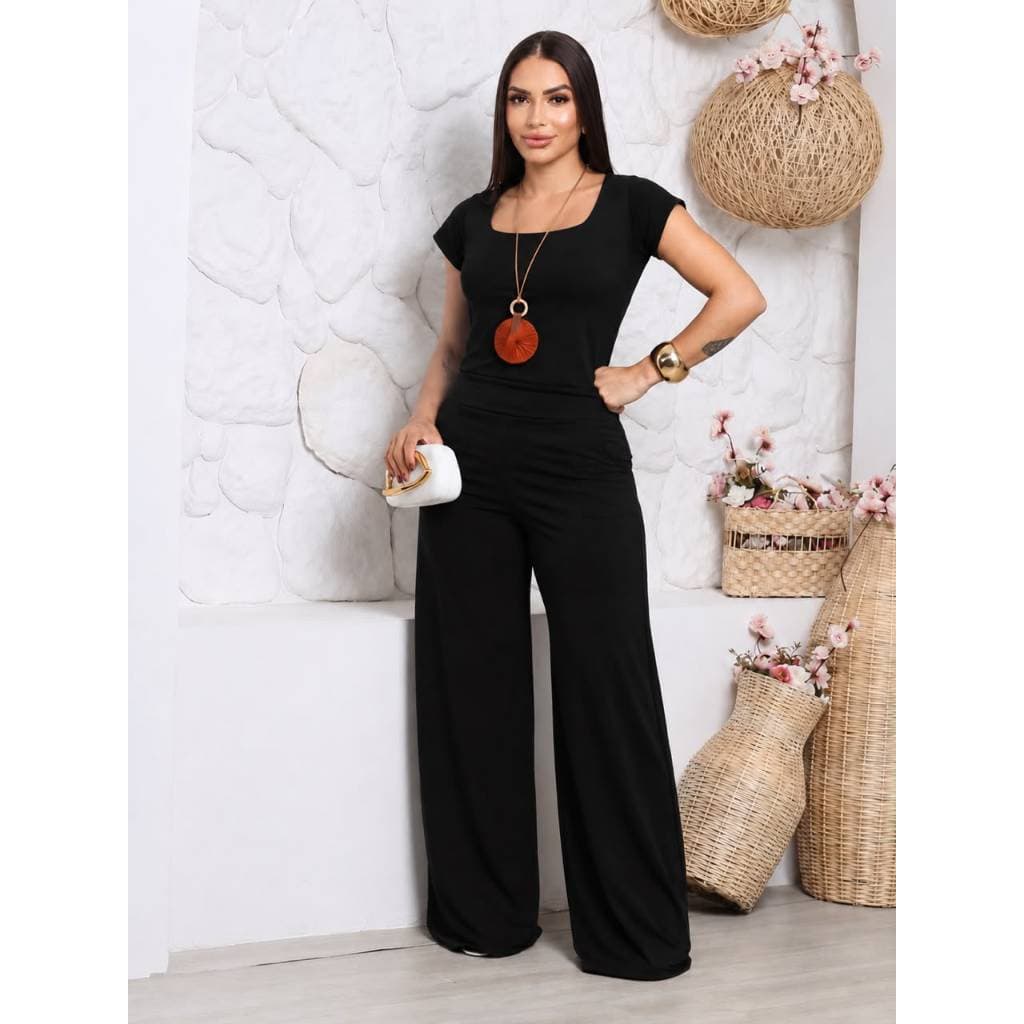 Conjunto Feminino Calça Pantalona Com Blusa Moda e Conforto Moda Blogueira