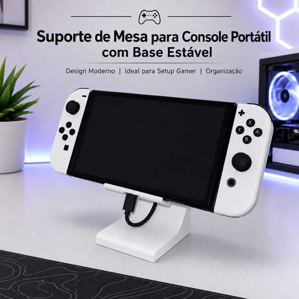 Suporte de Mesa para Nintendo Switch V1 V2 e Oled - Base Estável - Design Moderno - Ideal para Setup Gamer e Organização