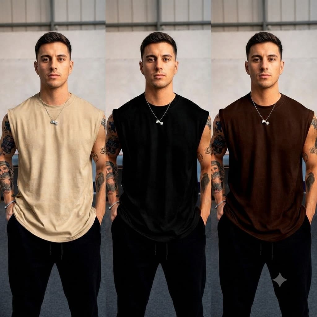 Camisetas Treino Masculina Kit com 3 Regata Premium Oversized Camisa Casual Streetwear Masculina Treino Academia