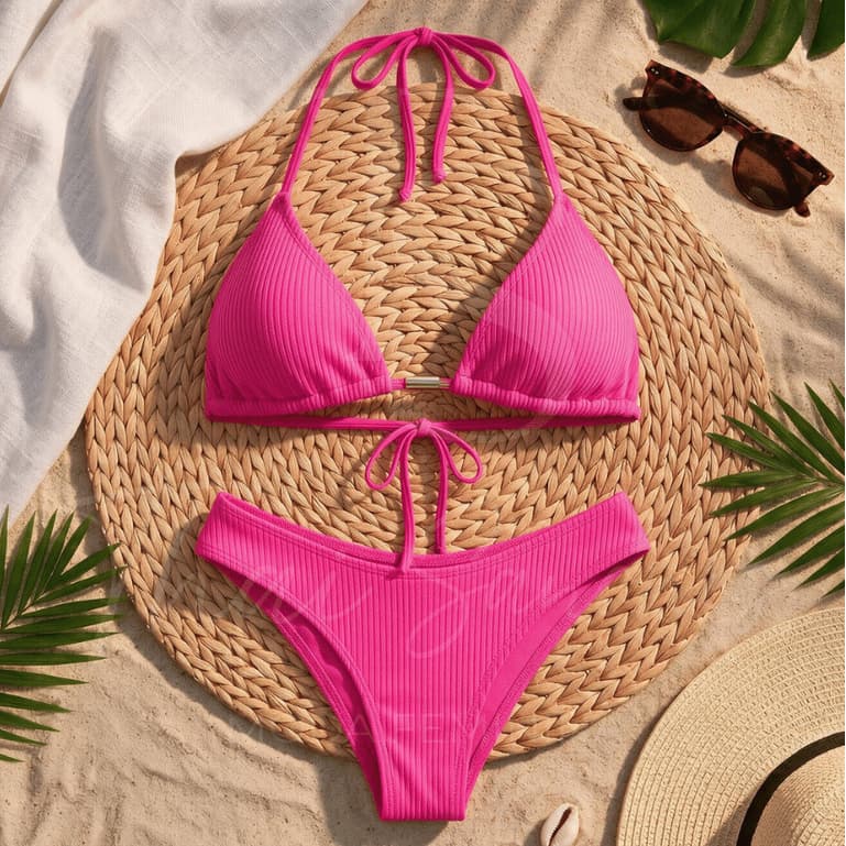Biquíni Feminino Cortininha Canelado Conjunto Duas Peças  Premium Moda Praia Verão Fio Duplo