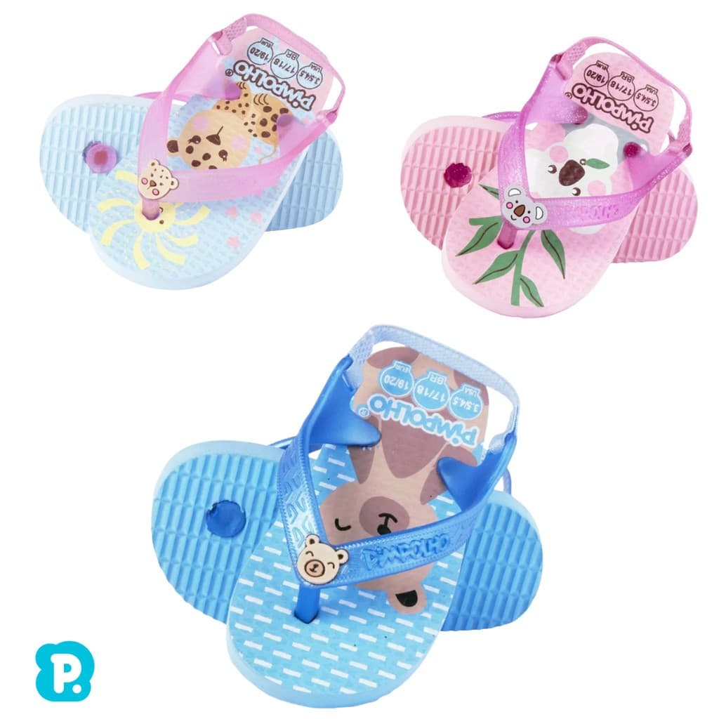 Chinelo Infantil Praiana Baby com Elástico Antiderrapante Confortável Chinelinho Bebê Pimpolho