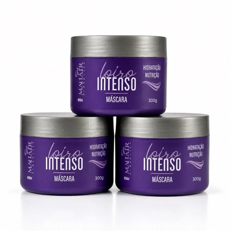 Kit 3 Máscara Matizadora Loiro Intenso 300g Loiro Iluminado Anti Amarelado Hidratação Profunda Brilho Maciez Anti Frizz