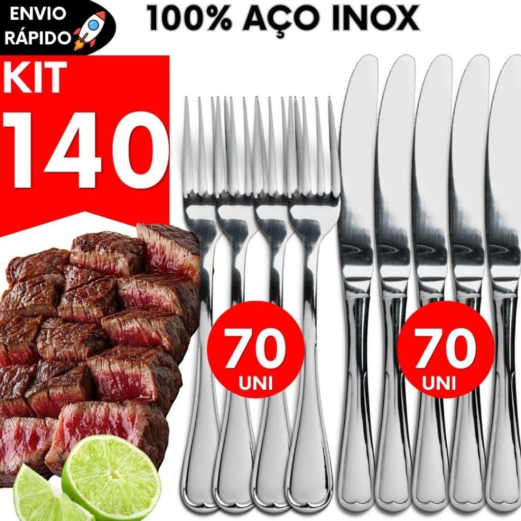 Jogo Talher Inox Talheres Utensílios de Cozinha Pousadas Restaurantes Bares Buffet Lanchonete