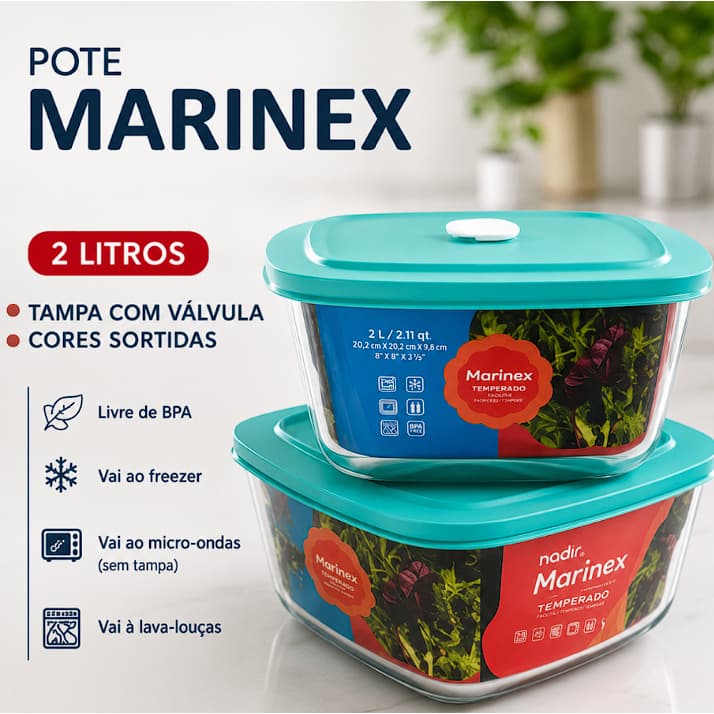 Pote De Vidro Marinex Com Tampa 2L