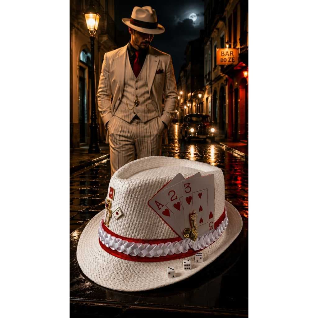 Chapéu  Malandros Panamá De Luxo branco ,Zé Pilintra /Zé Malandro / Miguel , Umbanda ,Candomblé, Quimbanda Personalizado
