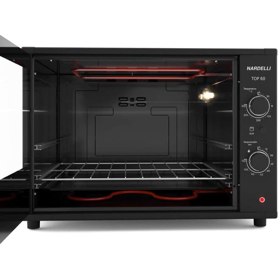 Forno Elétrico de Bancada Nardelli Top 60 60L 220V 1750W Grill Timer Luz Interna Preto