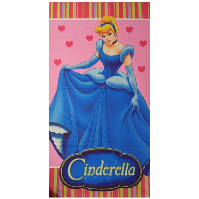 Toalha De Banho Praia Piscina Infantil Desenhos Princesas Disney Cinderela Fundo Rosa