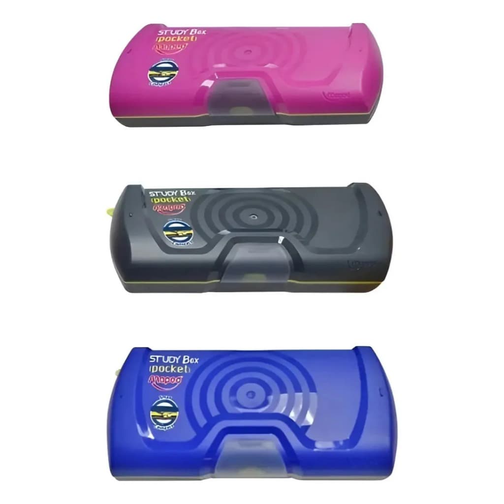 Estojo Plástico Study Box Pocket Maped Colorido Rosa Azul Preto Smart Compact Rígido