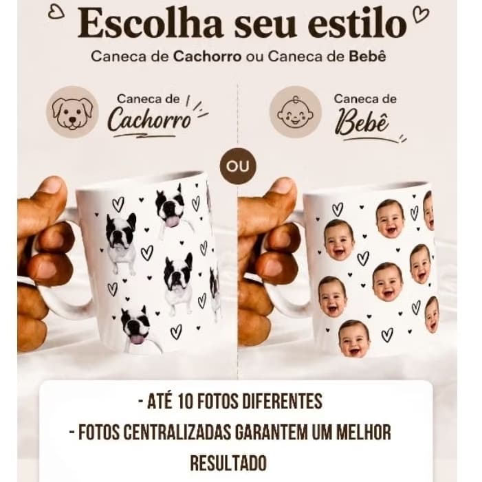 Caneca Personalizada com Foto | Pet ou Familia | Presente Criativo e Exclusivo