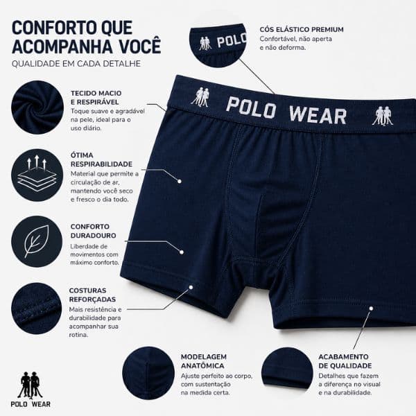 Cueca Polo Wear Microfibra sem costura confortavel dia a dia