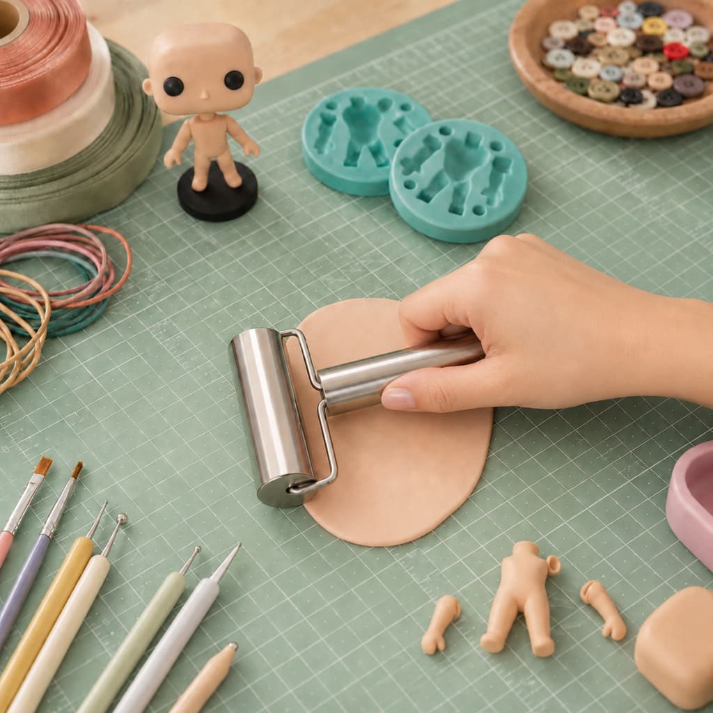 Rolo Duplo Multiuso Em Aço Inox 18Cm Para Massas De Biscuit Culinária Artesanatos