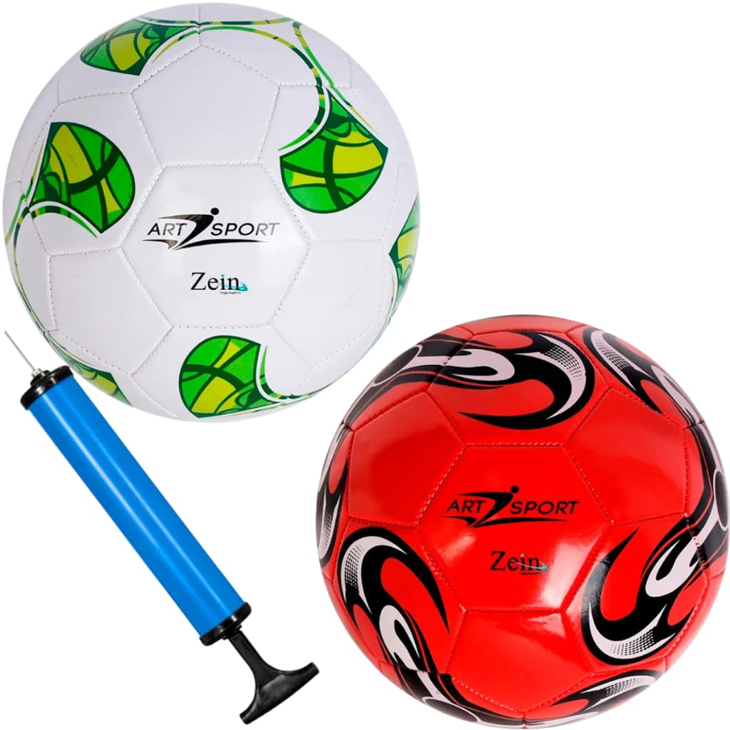 Kit Com 2  Super Bolas De Futebol N 5 + Bomba Com Bico Presente