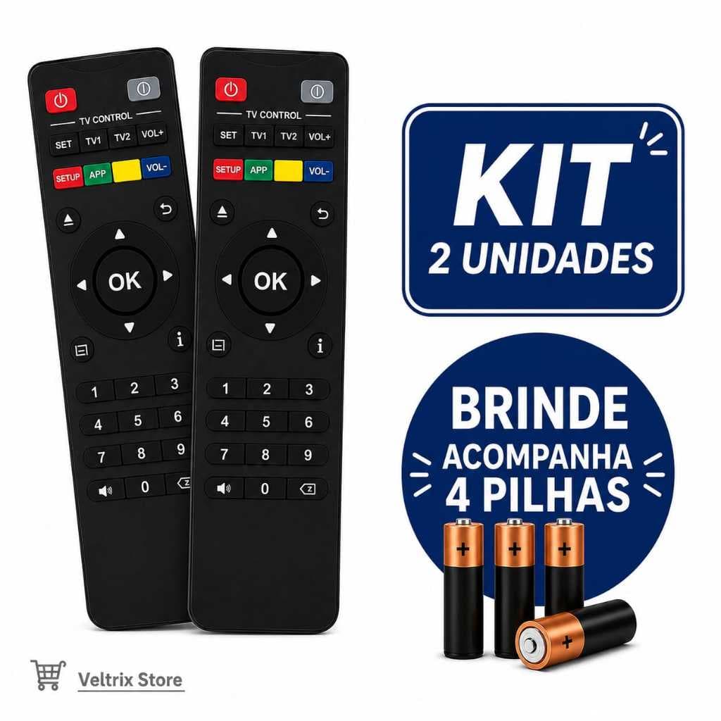 Controles Remotos Para TV B ox Inteligente Completo com Pilhas