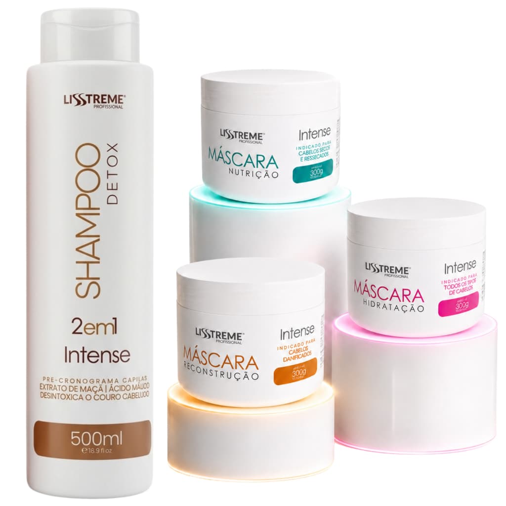 Kit Shampoo Detox 500ml + Cronograma Capilar Lisstreme 300g - Tratamento Completo