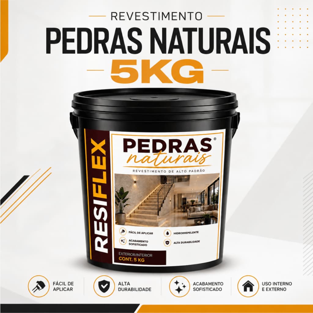 Revestimento Pedra Natural 5kg Textura Decorativa Para Paredes Fachadas Muros Interno e Externo