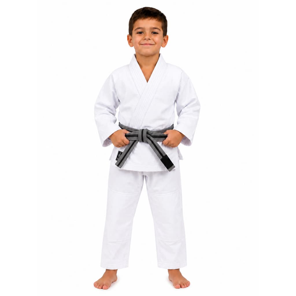 Faixa Jiu Jitsu Infantil Cinza Com Listra Preta