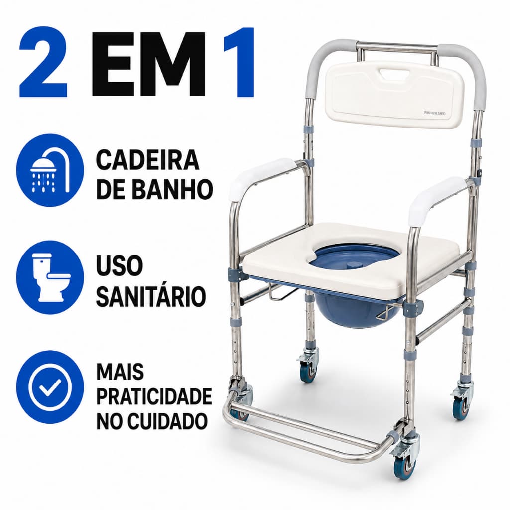 Cadeira De Banho Com Coletor E Apoio Braços Winner.med