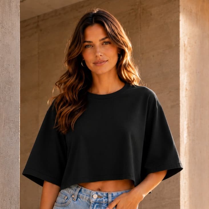 Blusa Cropped Feminina Larguinho Oversized T-Shirt Básica Liso Algodão Blusinha de academia Promoção Envio Rápido