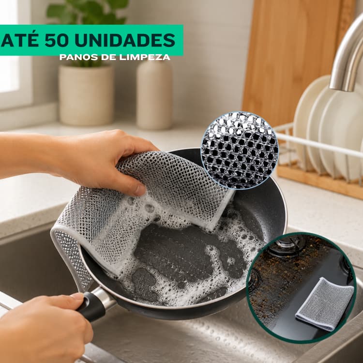 50 Panos De Limpeza Malha Metálica Não Oleosa Fogão De Cozinha Prato Panela Pia Multiuso Reutilizável Restaurante