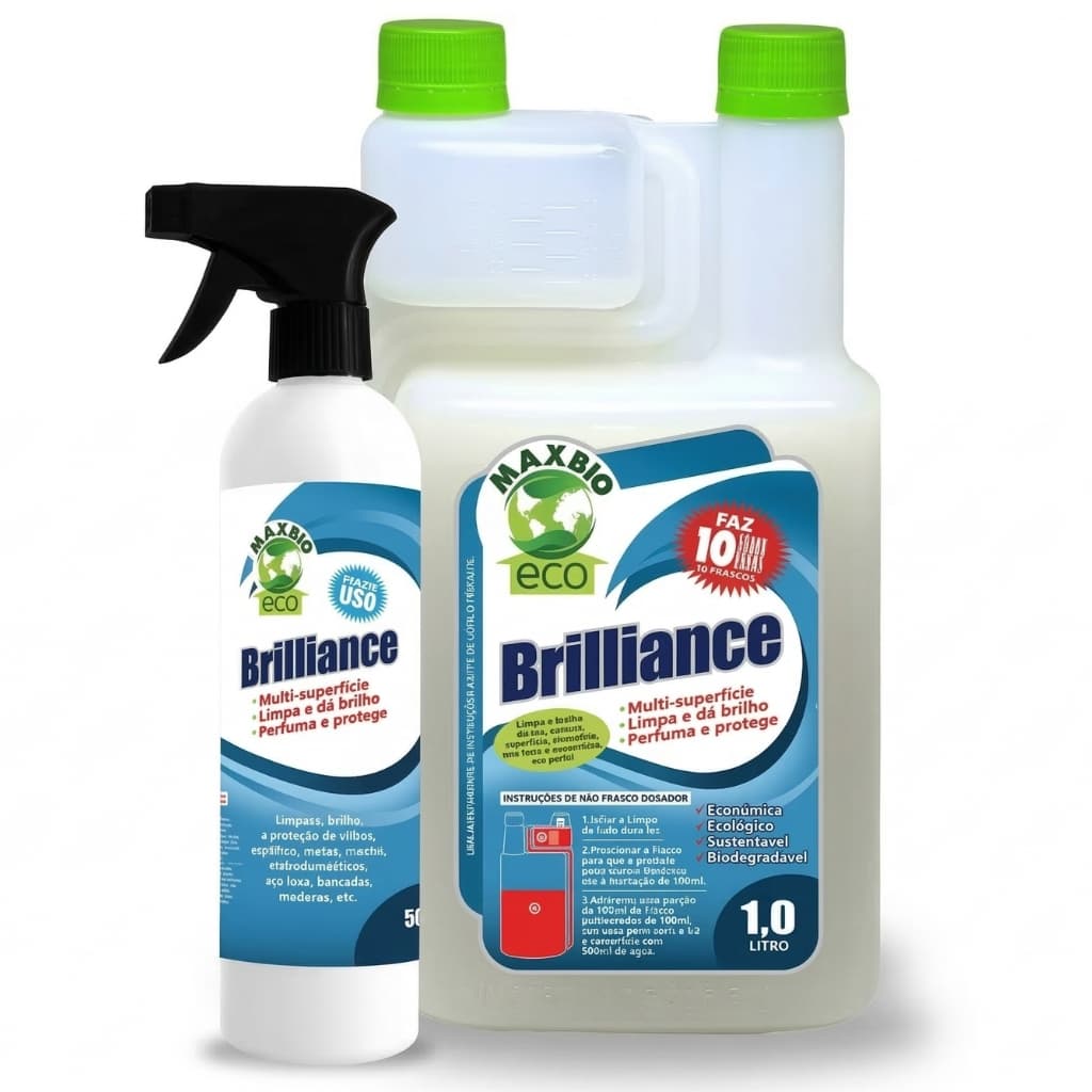 Kit Brilliance Maxbio Limpeza De Moveis Multiuso Superfícies Perfuma Evita Poeira