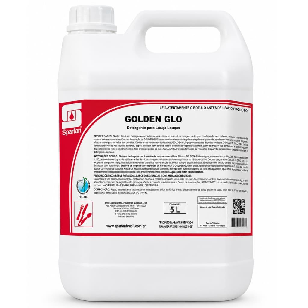 Golden Glo Spartan Detergente Concentrado Lava Louças Limpa Gordura Inox Limpeza Desengordurante Neutro Original