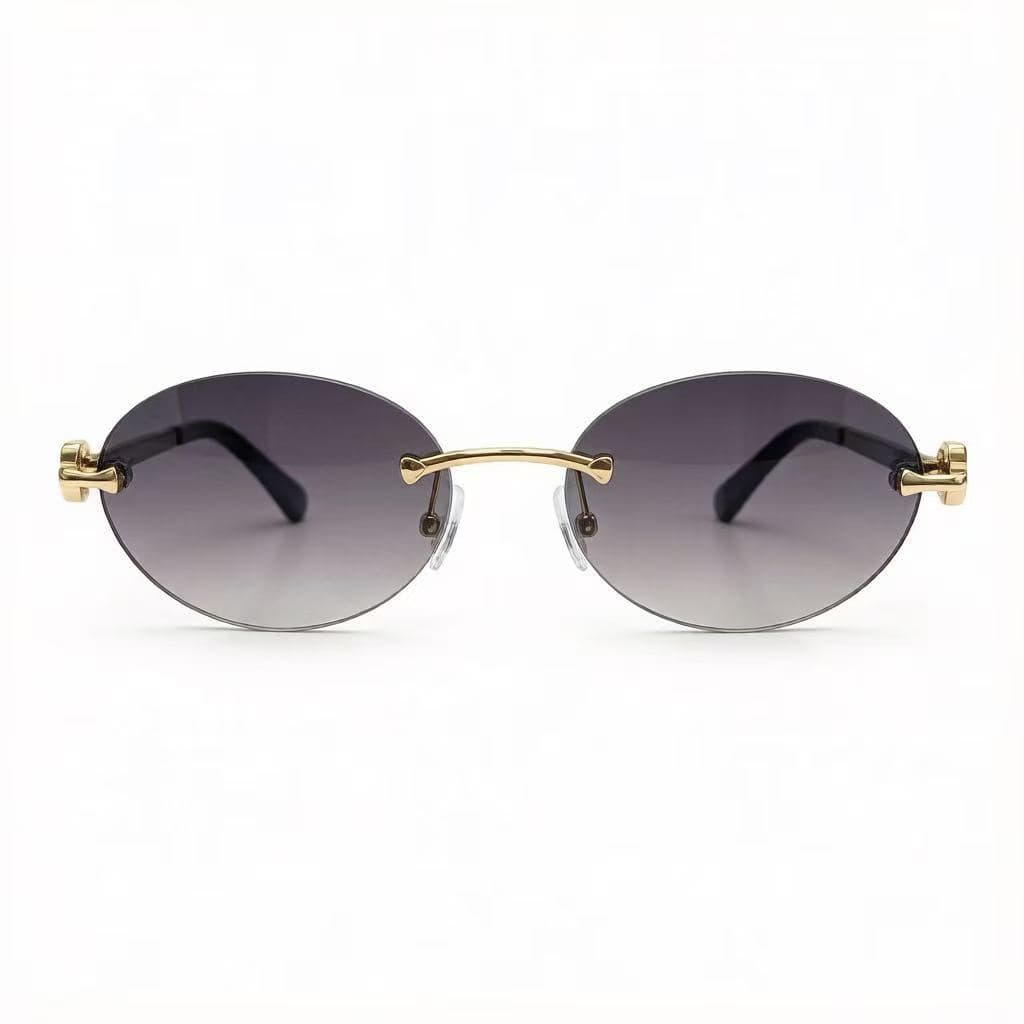 Óculos de sol novos sem aro estilo europeu e americano, feminino oval, masculino, para selfies e passeios na moda
