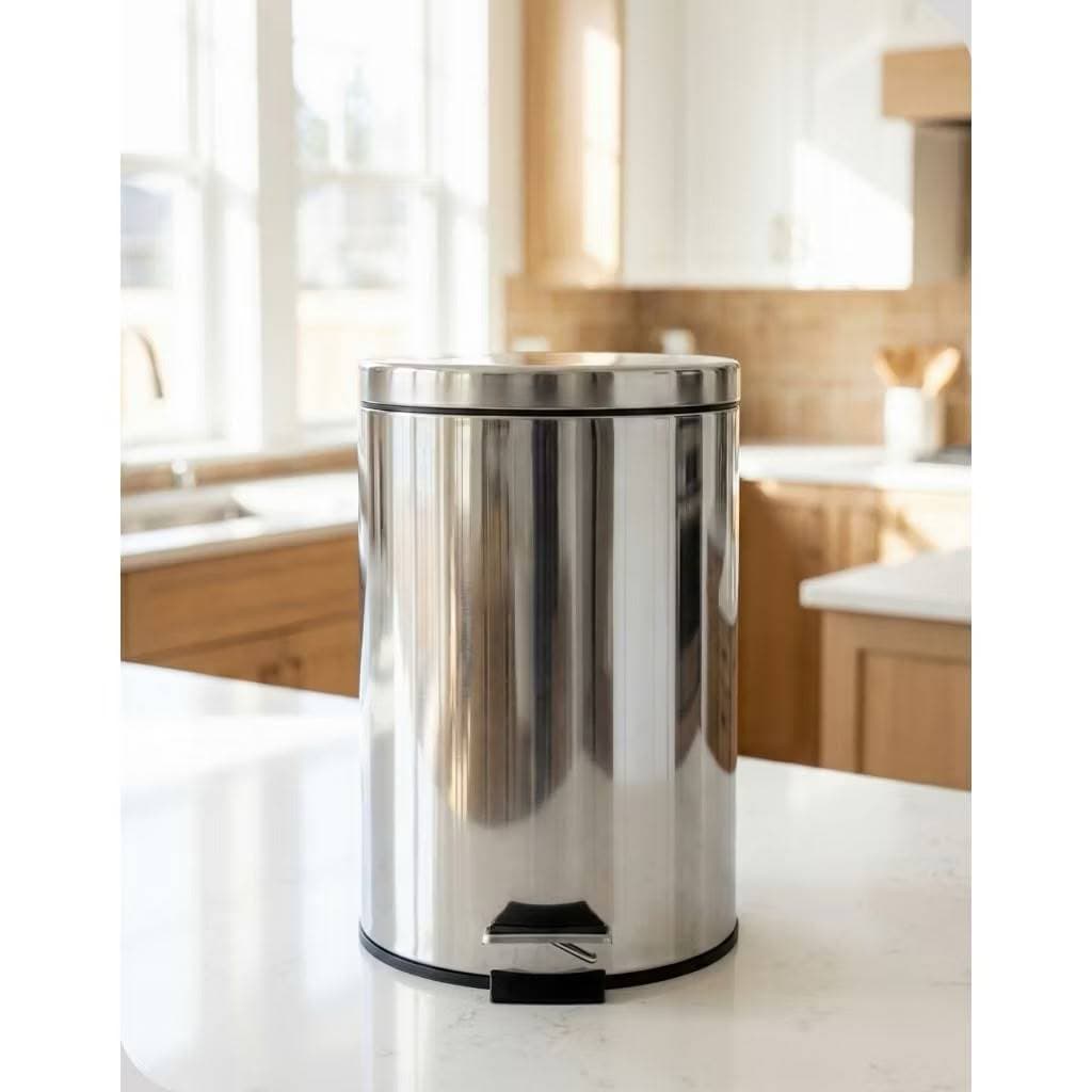 Lixeira  para Cozinha Banheiro Escritorio  5L em Aço Inox  Tampa  Silenciosa  Pequena Moderna
