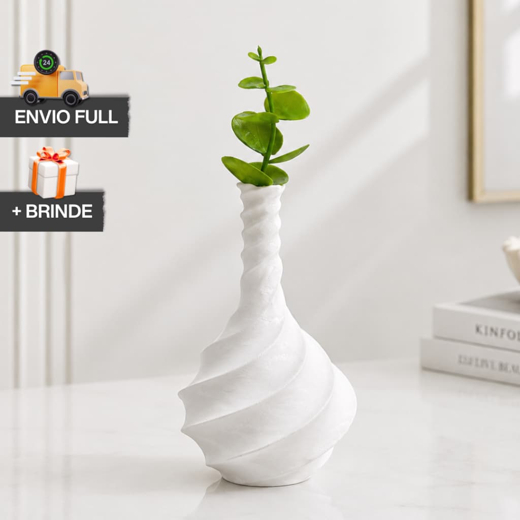 Vaso Decorativo Espiral COM Planta Artificial Moderna + Presente Envio Rápido Decoração Minimalista Elegante Casa