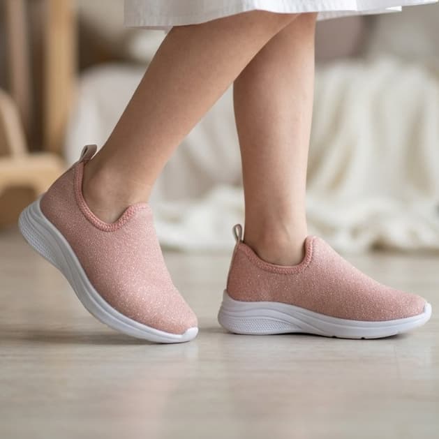 Tênis Infantil Menina Calce Fácil Glitter Volta as Aulas Unissex Confortável Antiderrapante