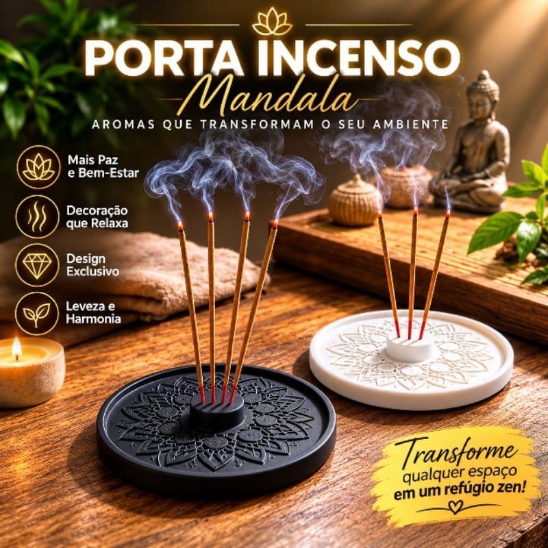 Porta incenso Suporte para Incenso Incensário Porta Incenso Zen Mandala Incensário Redondo Boho Zen Minimalista